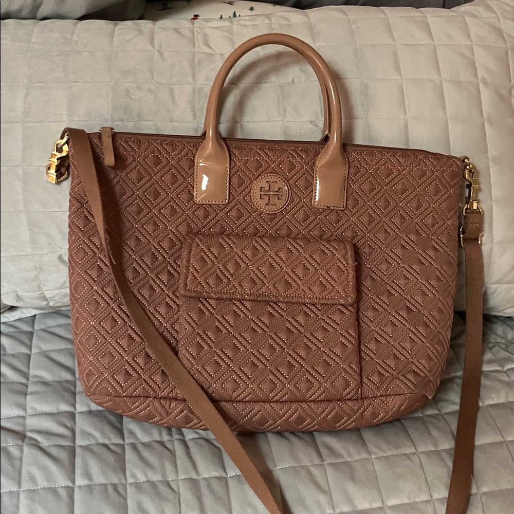 Tory Burch Quilted Tan Handbag